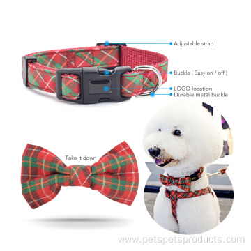 Cute Classic Plaid Bow Tie Puppy Dog Collar